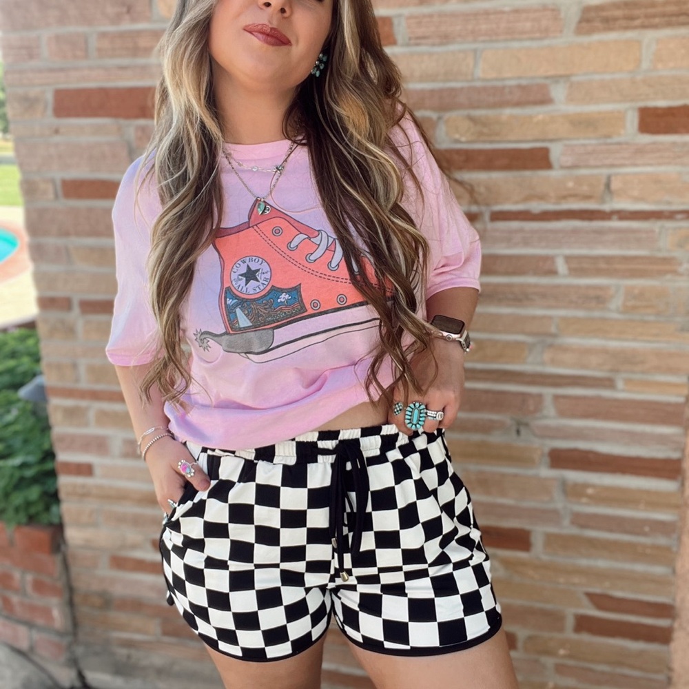 Checkered Black and White Women's Shorts